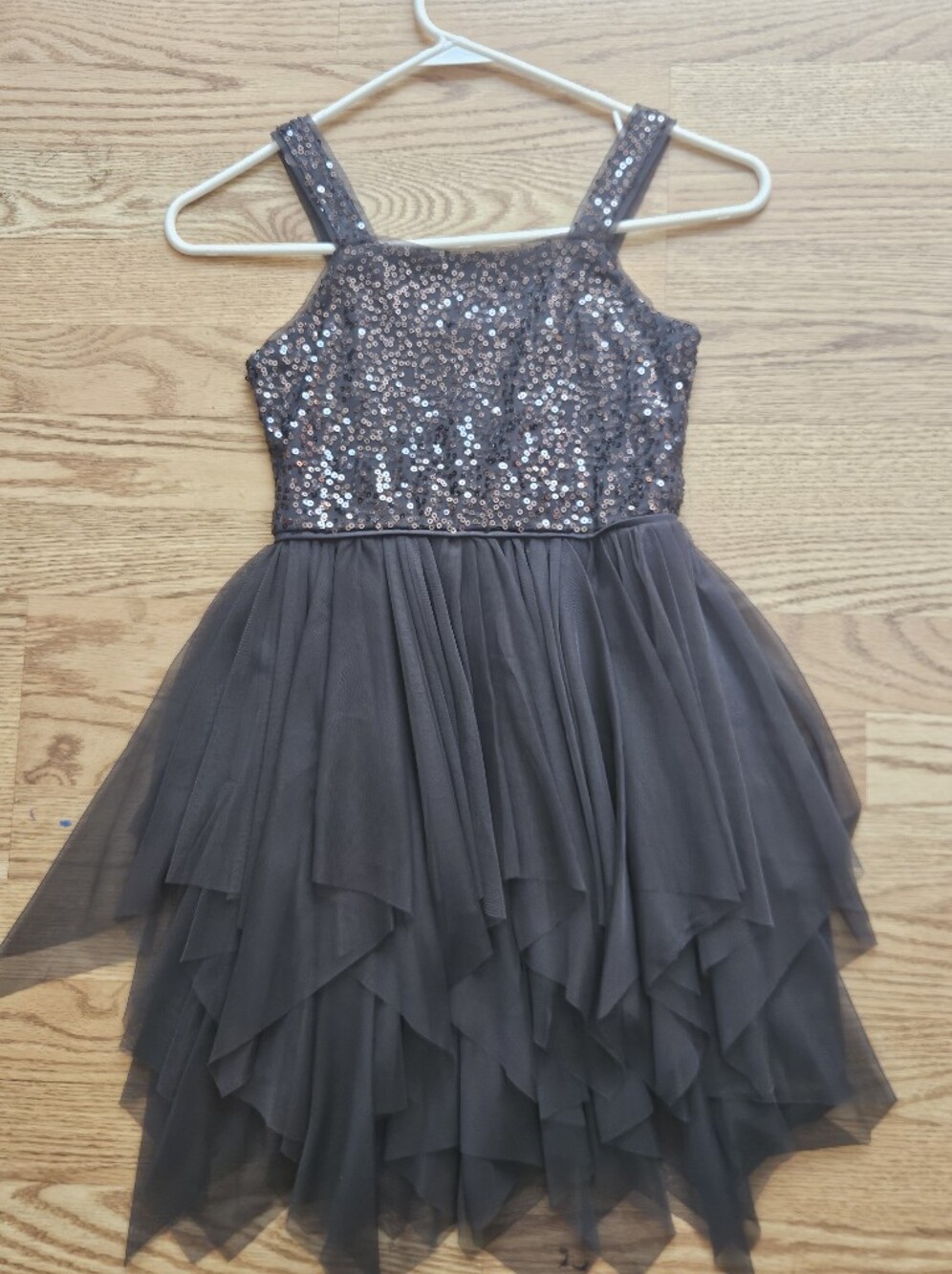 Girls' Black Sequin Tulle Party Dress